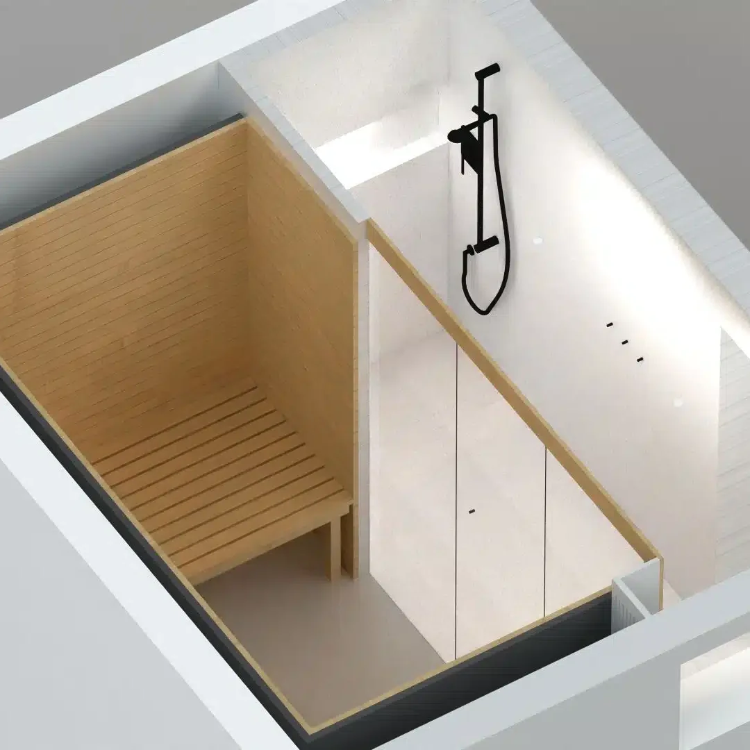 Saunaraum mit Flurschrank